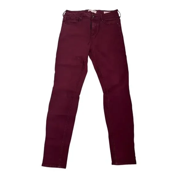 Bullhead High-Rise Skinniest Skinny Jeans Burgundy Maroon 9 - Picture 1 of 7